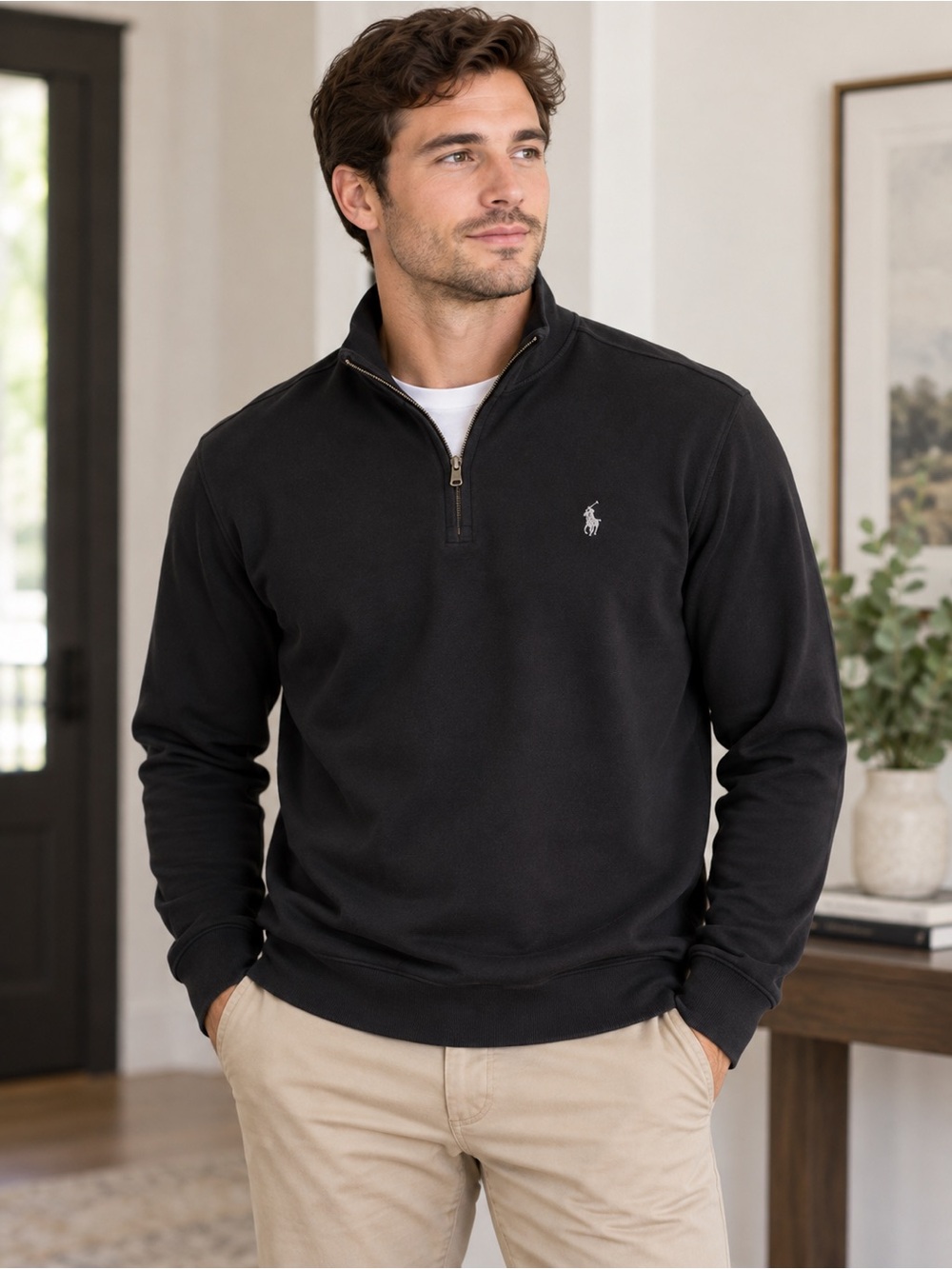 Polo by Ralph Lauren Black Half-Zip Pullover Sweatshirt